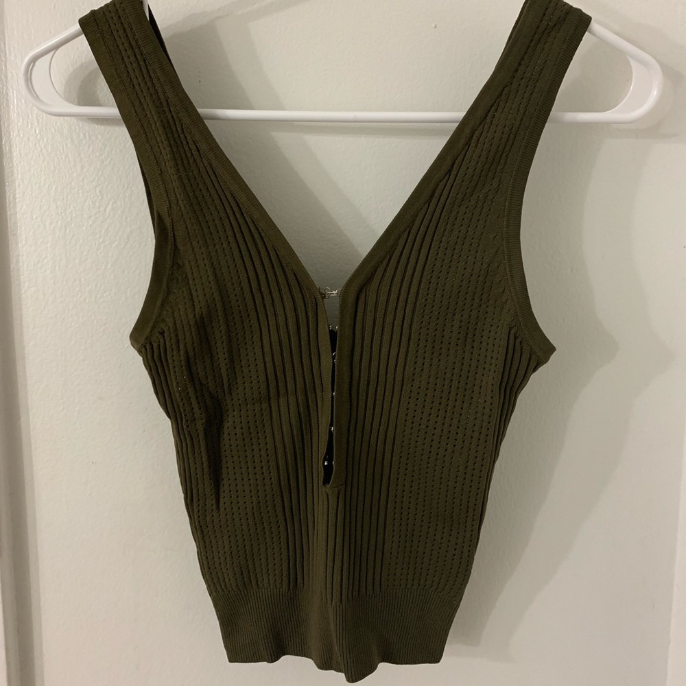 Green Deep V Crop Top